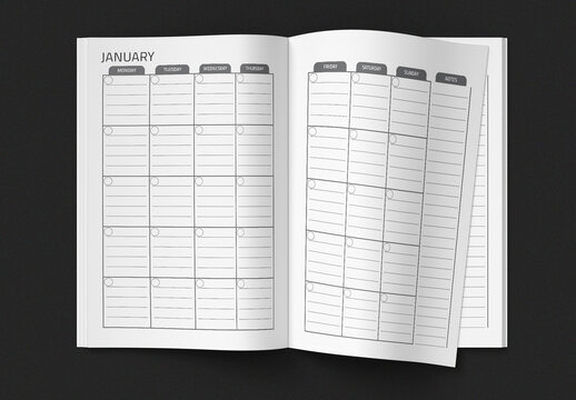 calendar template layout undated with a cirle empty place for day