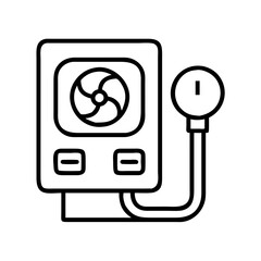 Outline medical ventilator machine vector, respiratory support device, healthcare equipment icon, line art