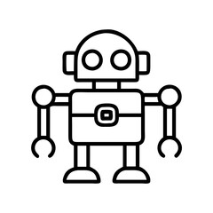 Robot outline vector illustration of cartoon robotic character design for technology and ai concept