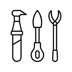 Dental tools vector illustration set for dentist equipment oral hygiene and teeth care concept line art