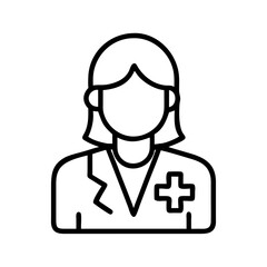 Female doctor icon outline vector illustration for medical professional healthcare design