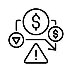 Money loss risk management concept, financial crisis, investment warning, business failure, economy decline