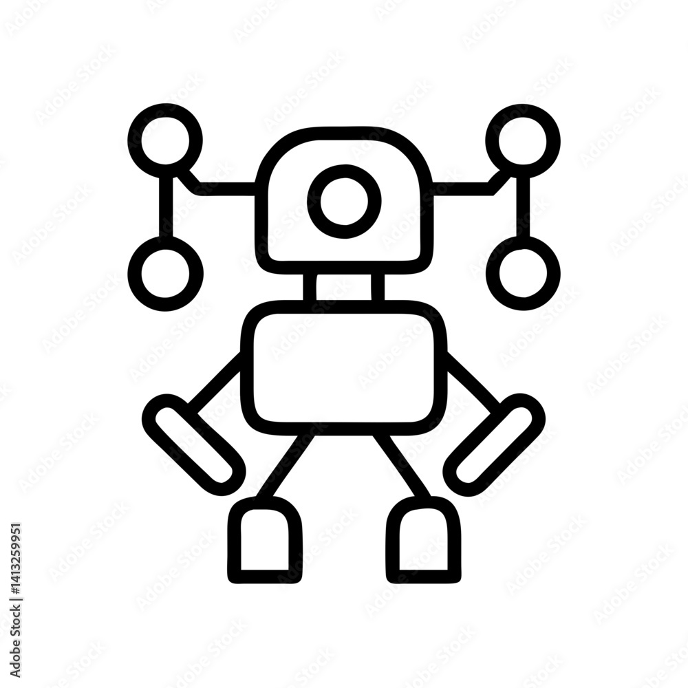 Poster outline robot ai technology automation artificial intelligence machine learning icon vector design