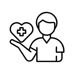 Healthcare worker holding heart with cross symbol icon vector illustration concept design