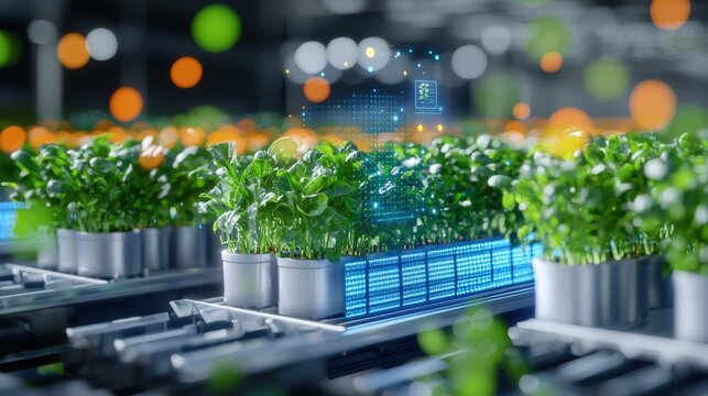 Innovative hydroponics farming techniques urban greenhouse agricultural development indoor environment close-up viewpoint sustainable future