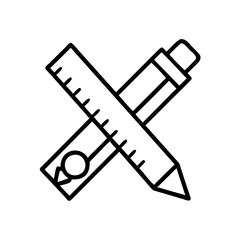 Pencil and ruler icon design for education and measurement tools for drawing and drafting work