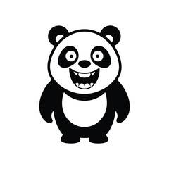 a black outline cartoonish panda vector villustration .eps