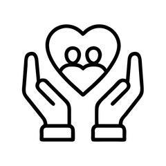 Hands holding heart with couple love care charity support donation relationship valentine icon