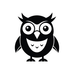 a black outline cartoonish a owl vector .eps