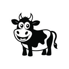 a black outline cartoonish a cow vector illustration .eps