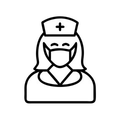 Nurse wearing mask vector illustration healthcare professional medical staff outline icon