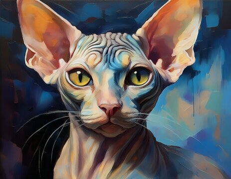 &Ouml;lgem&auml;lde Sphynx Katze