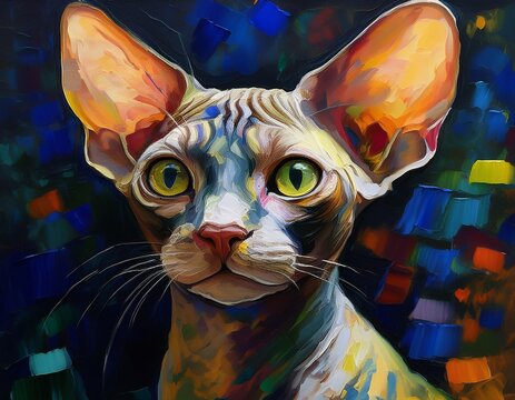 &Ouml;lgem&auml;lde Sphynx Katze
