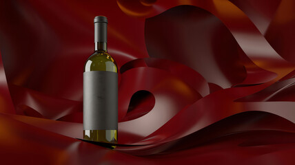 Elegant Wine Bottle with Red Ribbon