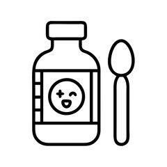Medicine syrup bottle with spoon vector illustration for healthcare and medical concept design