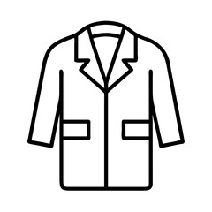 Outline lab coat vector illustration for medical professional attire and uniform design element