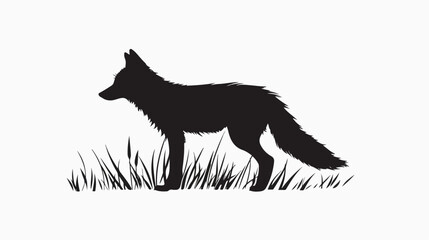 Fototapeta premium Elegant Fox Silhouette: Hand-Drawn Vector Illustration, Perfect for Logos, Prints, and Designs. art 