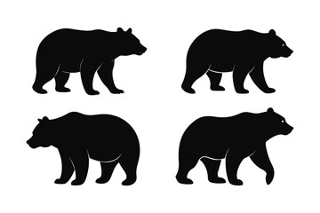 Fototapeta premium Set of Grizzly Bear Silhouette vector illustration