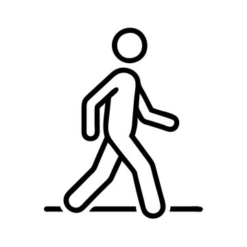 Walking man icon vector illustration, walking person symbol, pedestrian sign, walk cycle graphic, line art