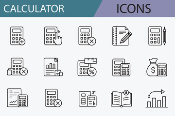 Modern Set of Calculator Icons for Financial Calculation