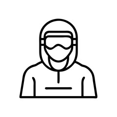 Hazmat suit icon vector illustration for chemical protection and safety equipment design use