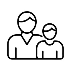 Father and child vector icon family parent kid relationship together love care support line art 90
