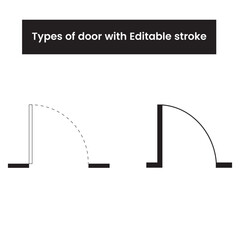 door plan icon set, vector, editable stroke
