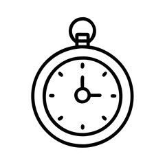 Outline pocket watch time clock antique vintage retro timer hour minute second design icon vector