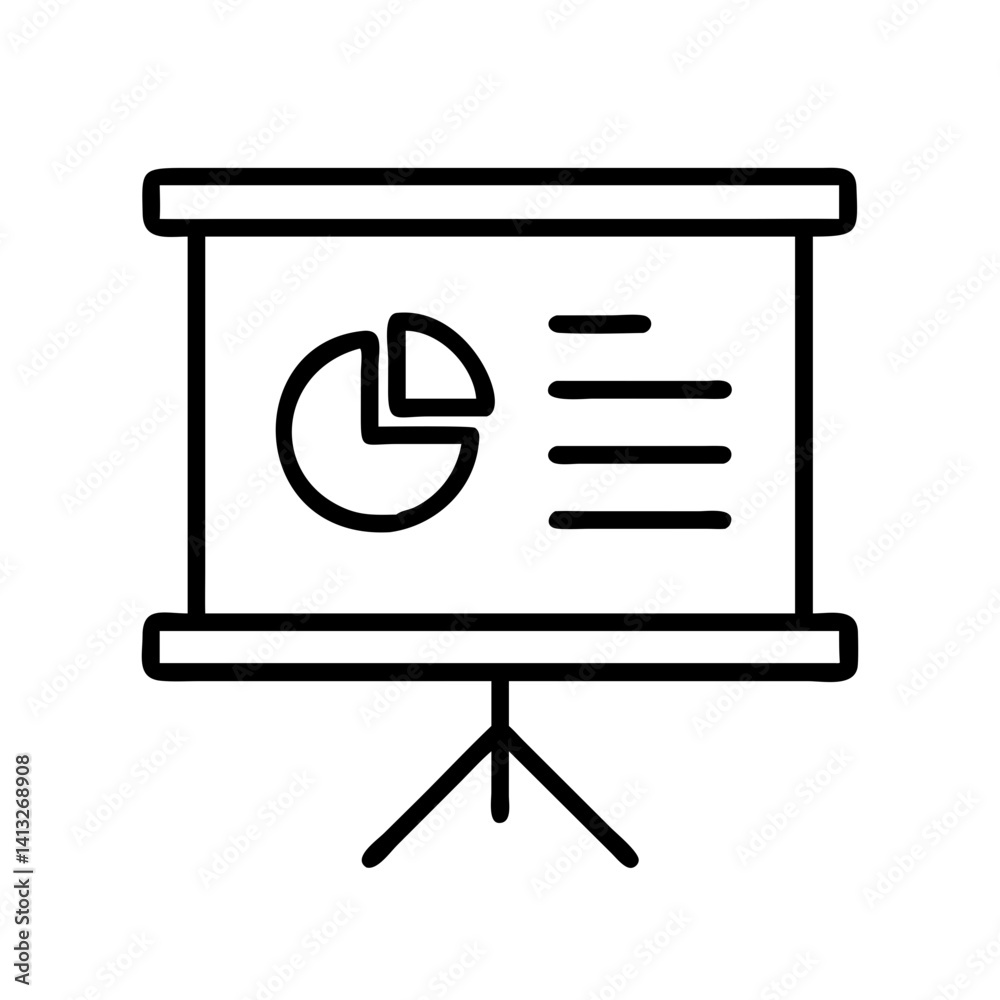 Poster presentation chart with pie graph and data outline icon for business report and analysis