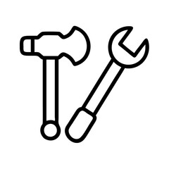 Illustration of hammer and wrench tools for construction repair and home improvement projects vector art