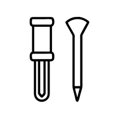 Golf tee and divot repair tool vector icon illustration for golf course equipment and sport game