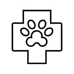 Veterinary clinic logo pet care animal hospital vet symbol doctor paw print medical cross outline icon