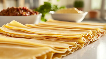 Lasagna noodles fresh pasta sheets recipe ingredients for italian cooking homemade meal preparation food