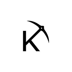 letter k initial miner tools monogram logo