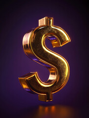 Golden dollar sign on a dark purple background.