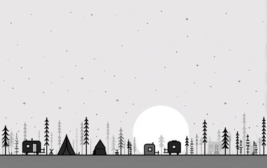 Obraz premium black and white tree and moon illustrations with minimalist style, abstract nature designs with ink and watercolor effects, silent forest drawings, artistic line compositions for print or poster use
