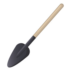 Garden Trowel with Wooden Handle, Flat Vector Icon
