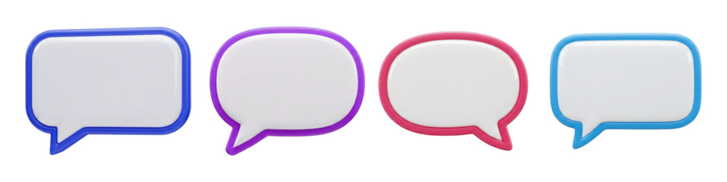 Set of colorful speech bubbles isolated on transparent background