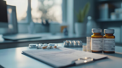 Doctor’s Desk with Prescription Pad Close-up