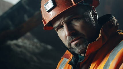Mining worker guiding heavy machinery at a mining site. Featuring machinery operation and guidance