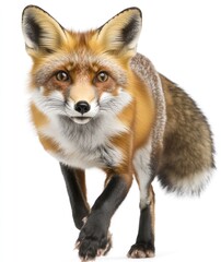 Fototapeta premium Red Fox Portrait Against White Background