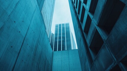 Urban Architectural Perspective with Concrete and Glass Towers