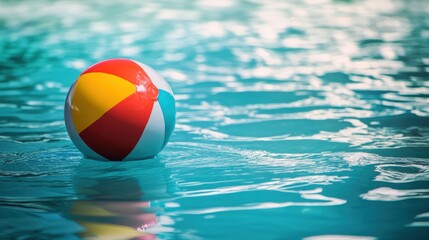 A colorful beach ball floating peacefully on clear water
