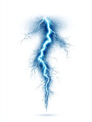 Blue Lightning Strike Thunder Clipart White Background - A vibrant blue lightning bolt, isolated on a white background. Symbolizing power, energy, storm, electricity, and nature's force