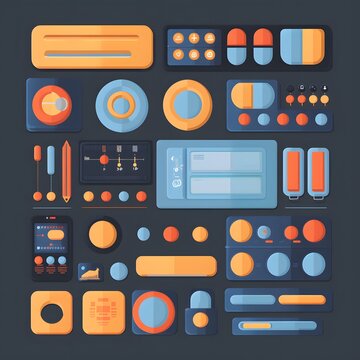 Abstract Control Panel: An abstract digital artwork of a modern control panel, utilizing geometric shapes, vibrant colors.
