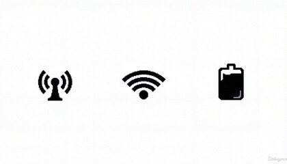 Pixel art mobile status icons: signal, Wi-Fi, battery, retro aesthetic