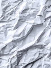 Obraz premium Crumpled White Paper Texture - Close-up texture of crumpled white paper, showing deep creases and folds. Great for backgrounds or design elements