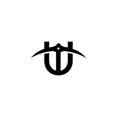 letter u initial miner tools monogram logo