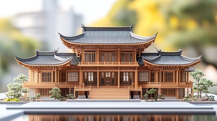 Fototapeta premium Asian architectural heritage wooden academy front high resolution picture