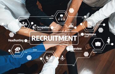A visual representation of recruitment concepts showcasing collaboration among individuals,...